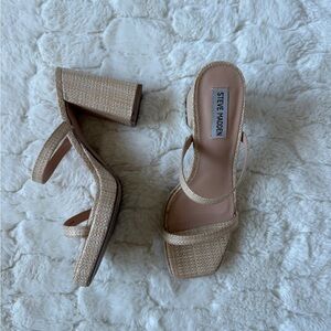 Steve Madden Beige Block Heel Sandals